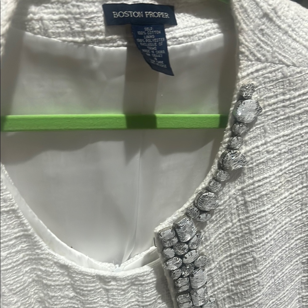 Boston Proper White Textured Blazer and dress Set 16 formal - Picture 8 of 8